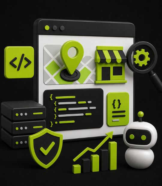 Contractor's local business profile showing five-star review ratings, trust badges, and rising rankings — the rich results that LocalBusiness schema and technical local SEO make possible.